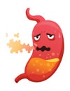 Stomach troubles icon. Sad suffering sick human stomach. Vector flat cartoon illustration design. Unhealthy stomach face
