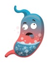 Stomach troubles icon. Sad suffering sick human stomach. Vector flat cartoon illustration design. Unhealthy stomach face