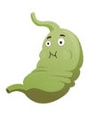 Stomach troubles icon. Sad suffering sick human stomach. Vector flat cartoon illustration design. Unhealthy stomach face