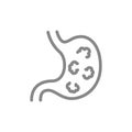 Stomach with tumors line icon. Stomach cancer, disease internal organ, ulcer symbol