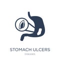 Stomach ulcers icon. Trendy flat vector Stomach ulcers icon on w