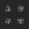 Stomachache chalk white icons set on black background Royalty Free Stock Photo