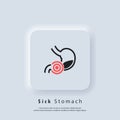 Stomachache icon. Healthy stomach icons. Sick stomach logo. Stomach ache sign. Gastrointestinal icon. Vector. UI icon. Neumorphic