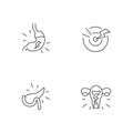 Stomachache linear icons set