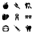 Stomatological icons set, simple style