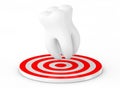 Stomatology concept. Tooth over Target. 3d Rendering Royalty Free Stock Photo