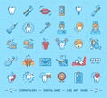 Stomatology icon dental care logo. Children dentistry thin line icons