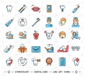 Stomatology icon dental care logo. Colorful dentistry thin line icons
