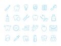 Stomatology icons. Dental teeth protection orthodontics mouth caries extraction vector healthcare thin line symbols