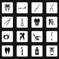 Stomatology icons set in simple style