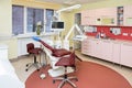 Stomatology interior of modern dental clinic with professional