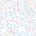 Stomatology pattern. Teeth orthodontic veneers seamless medical background for textile design projects