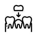 Stomatology Tooth Crown Vector Thin Line Sign Icon