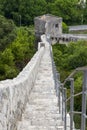 View of Ston wall old fortress in Croatia.