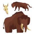 Stone age animals. Mammoth and saber-toothed tiger vector illustration