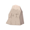 Stone age cave drawings icon, flat style