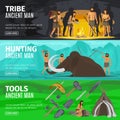 Stone age caveman evolution banners