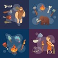 Stone Age elements. Vector cartoon cavemen illustration