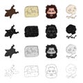 Stone, age, history, and other web icon in cartoon style.Bones, skull, beard, hair icons in set collection.