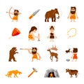 Stone Age Icons Set Royalty Free Stock Photo