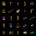 Stone age icons set vector neon Royalty Free Stock Photo