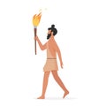 Stone age man with fire Royalty Free Stock Photo
