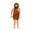 Stone age man icon, flat style Royalty Free Stock Photo