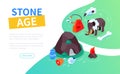 Stone age - modern colorful isometric web banner