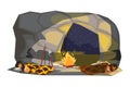 Stone age people sleeping in cave illustration Royalty Free Stock Photo