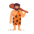 Stone age primitive man in animal hide pelt