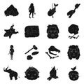 Stone age set icons in black style. Big collection of stone age vector symbol stock illustration Royalty Free Stock Photo