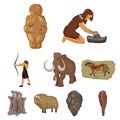 Stone age related icon set