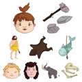 Stone age set icons in cartoon style. Big collection of stone age vector symbol stock illustration Royalty Free Stock Photo