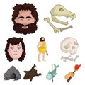 Stone age set icons in cartoon style. Big collection of stone age vector symbol stock illustration Royalty Free Stock Photo