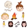 Stone age set icons in cartoon style. Big collection of stone age vector symbol stock illustration Royalty Free Stock Photo