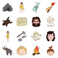 Stone age set icons in cartoon style. Big collection of stone age vector symbol stock illustration Royalty Free Stock Photo