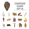 Stone age set icons in cartoon style. Big collection of stone age vector symbol stock illustration Royalty Free Stock Photo
