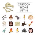 Stone age set icons in cartoon style. Big collection of stone age vector symbol stock illustration Royalty Free Stock Photo