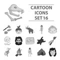 Stone age set icons in monochrome style. Big collection of stone age vector symbol stock illustration Royalty Free Stock Photo