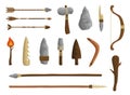 Stone age tools set, caveman civilization culture