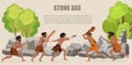 Stone age war primitive men tribes fighting. Royalty Free Stock Photo