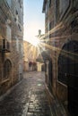 Stone alley in the center of the old town of Budva