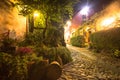 Stone alley in the old city of Sighisoara, Romania