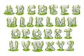 Stone alphabet with grass, set for learning Royalty Free Stock Photo