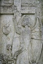 Stone angel bas relief on historic cemetery in Lommel, Belgium Royalty Free Stock Photo