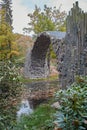 Stone arch bridge Kromlau, called Rakotz Bridge, view from the side Royalty Free Stock Photo