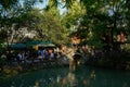 Stone arch bridge in sunny afternoon,Jinli pedestrian street