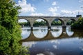 Stone Arch Bridge on a sunny day in downtown Minneapolis MINNESOTA Royalty Free Stock Photo