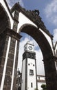 Stone arch and church. Ponta Delgada. Sao Miguel. Azores. Portug Royalty Free Stock Photo
