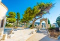 Entrance to cemetery at church of Agia Triada in Lefkes village Royalty Free Stock Photo